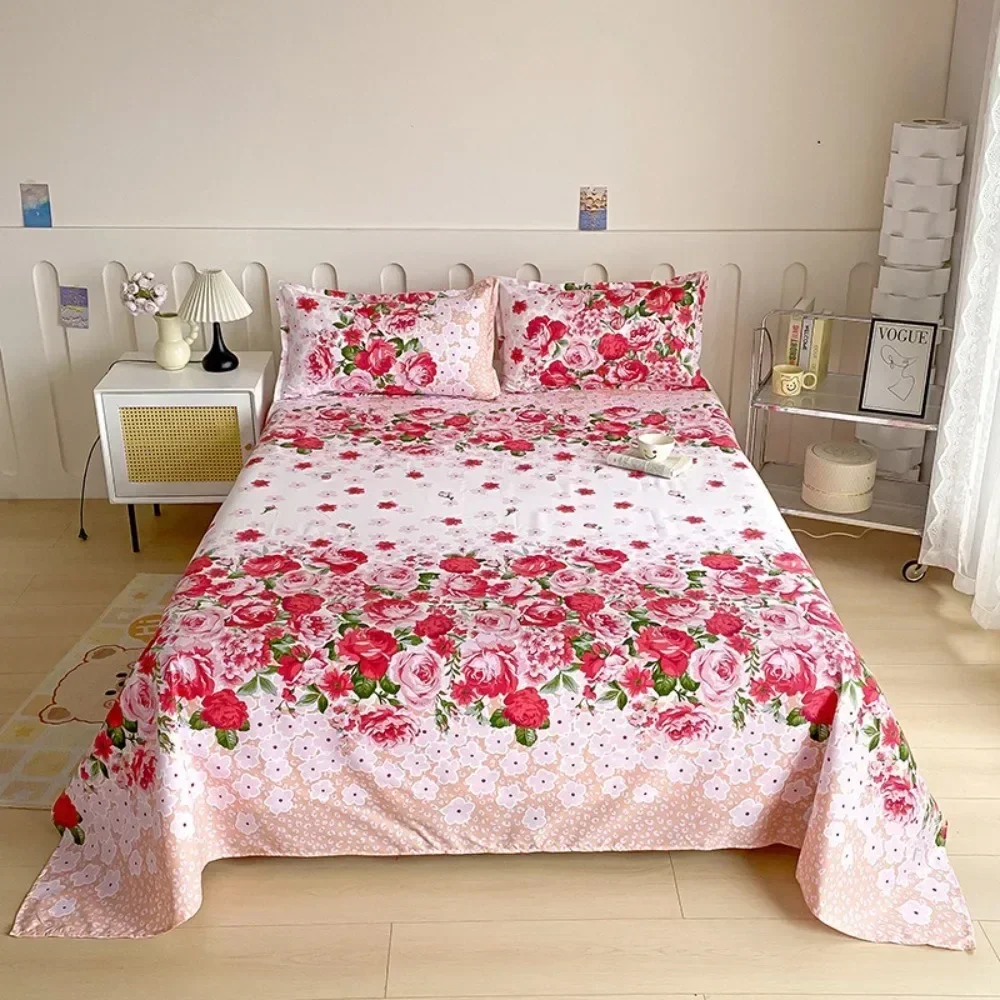 Bed Sheet Full Sets Flower Printed Flat Bed Sheets Sabanas Cama Individual Single/Queen/King Bedsheets for Double Bed Top Sheet 6