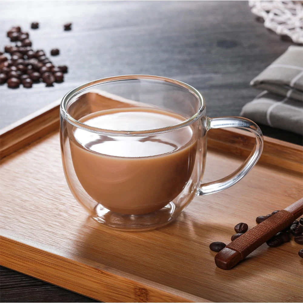 Glass mug espresso cup coffee cup coffee mug Double Wall Glass Coffee Mugs Handle 4.5oz Insulated for Hot and Cold Beverages Latte Cappuccino