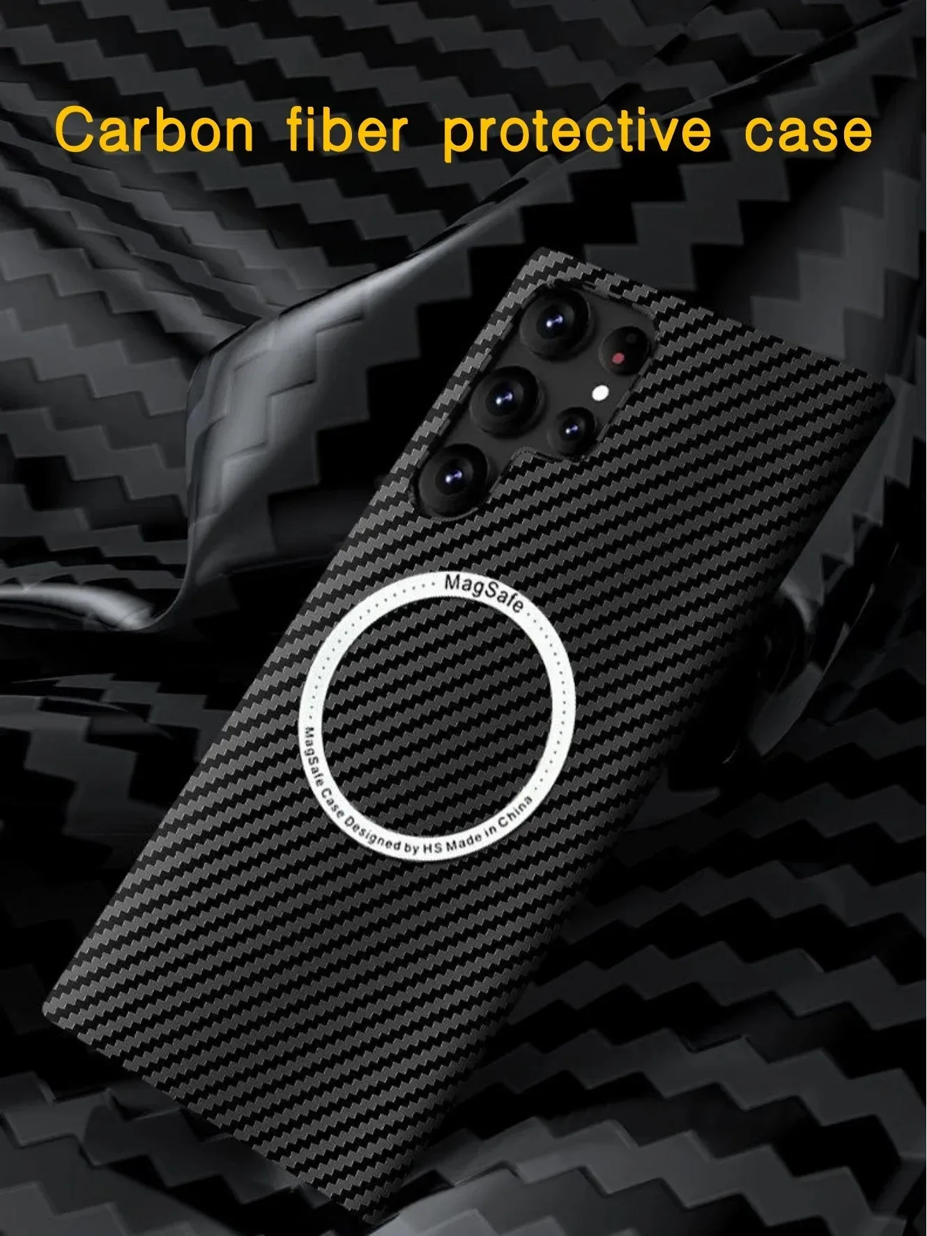Magnetic Carbon Fiber Soft Matte Shockproof Case with Wireless Charging Compatibility
