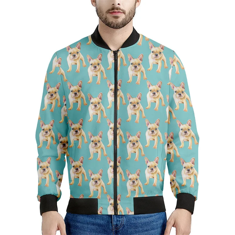 Adorable chaqueta con cremallera con estampado de cachorro de beagle para hombres y niños, linda sudadera con estampado 3D de animales, chaqueta de calle, abrigo tipo bombardero de manga larga