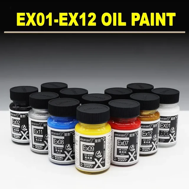 SUNIN 7 EX01-EX12 60ml Oil Paint EX Series Model Painting Tools Gloss Flat  Color Pigment for Plastic Model Building Tools DIY - AliExpress