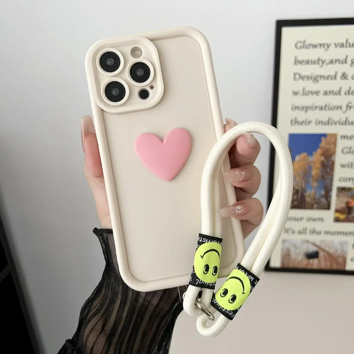 Charming 3D Love Heart Silicone Shockproof Phone Case - Adorable Protective Back Cover