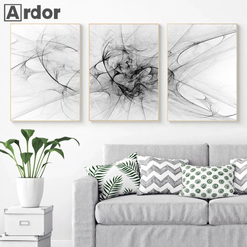 

Abstract Gray Wall Art Canvas Painting Black And White Line Poster Modern Print Picture Nordic Posters Living Room Home Decor