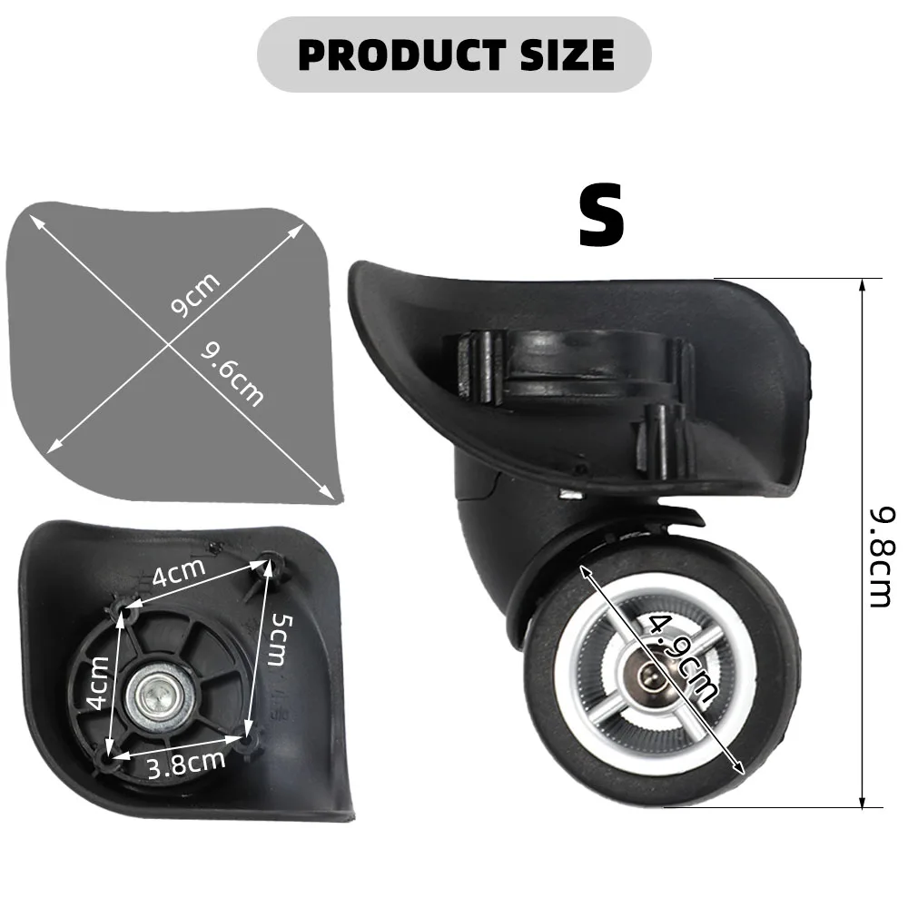 1 Pair Replacement Luggage Wheels for Suitcases Repair Hand Spinner Caster A08 Silent Rubber Wheels Trolley Parts for Suitcase