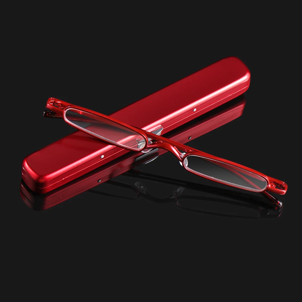 Sleek Metal Frame Ultra-Thin Unisex Reading Glasses with Portable Case