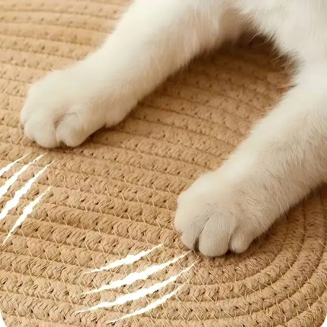 OUZEY Pet Cat Bed Hand Rattan Woven Cat Beds Comfortable Sleeping Wear-Resistant and Sratch-Resistant Cat Nesk Kitten Baskets 4