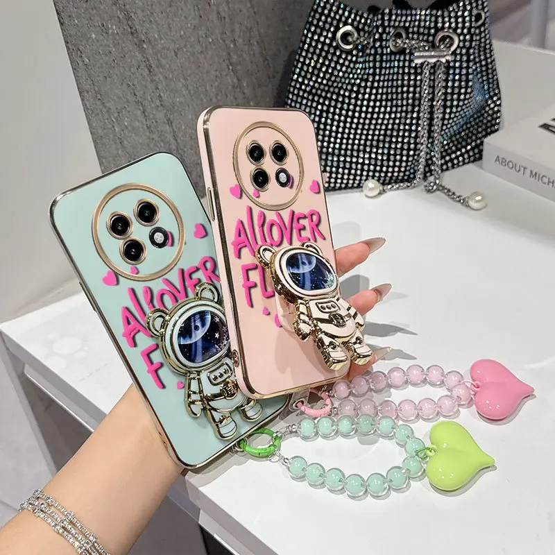 Floral Fan Design Phone Case Bundle with Lanyard and Stand