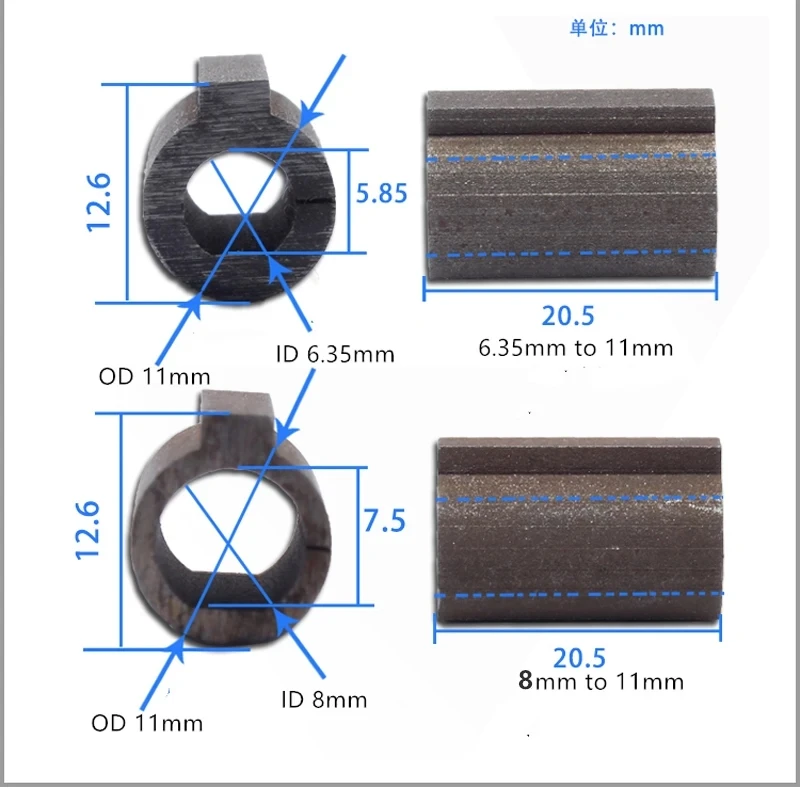 Adaptateur De Manchon D'arbre RV030, Adapté Pour Engrenage à Vis Sans Fin, Couplage De 23 Moteurs, 6.35mm, 8mm, Gris, Accessoires D'outils