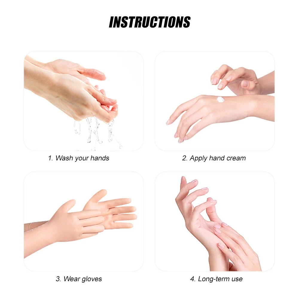 Reusable Moisturizing Gloves 1 Pair Overnight Long Dry Hands Full Finger Treatment Hands Care Anti Cracking SPA Home Use Unisex moisturizing gloves