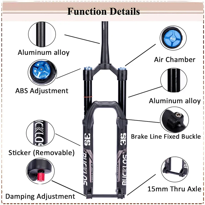 27.5/29 Inch Front Suspension Air Spring Fork for Mountain Bike
