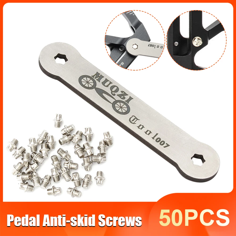 

50pcs Bike Pedal Replacement Screws Pins Bolts Bike Hex M4 Pedal Pin Screws Set Road MTB Folding Cycling Pedal Anti-slip Nail