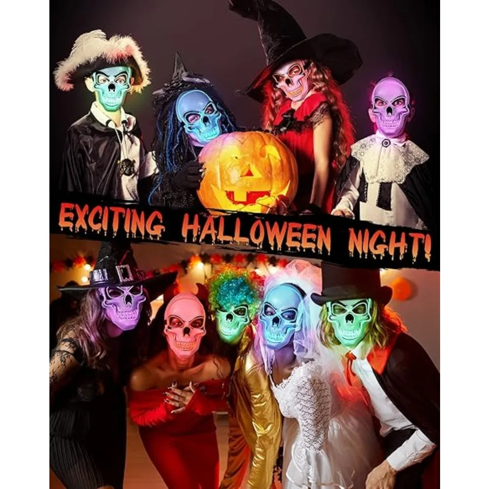 Neon Led Skull Mask Halloween Adult Purification Mask LED Glowing Skull Terror Cold Light Role Playing Masquerade Ball halloween mask masquerade mask horror mask party masks