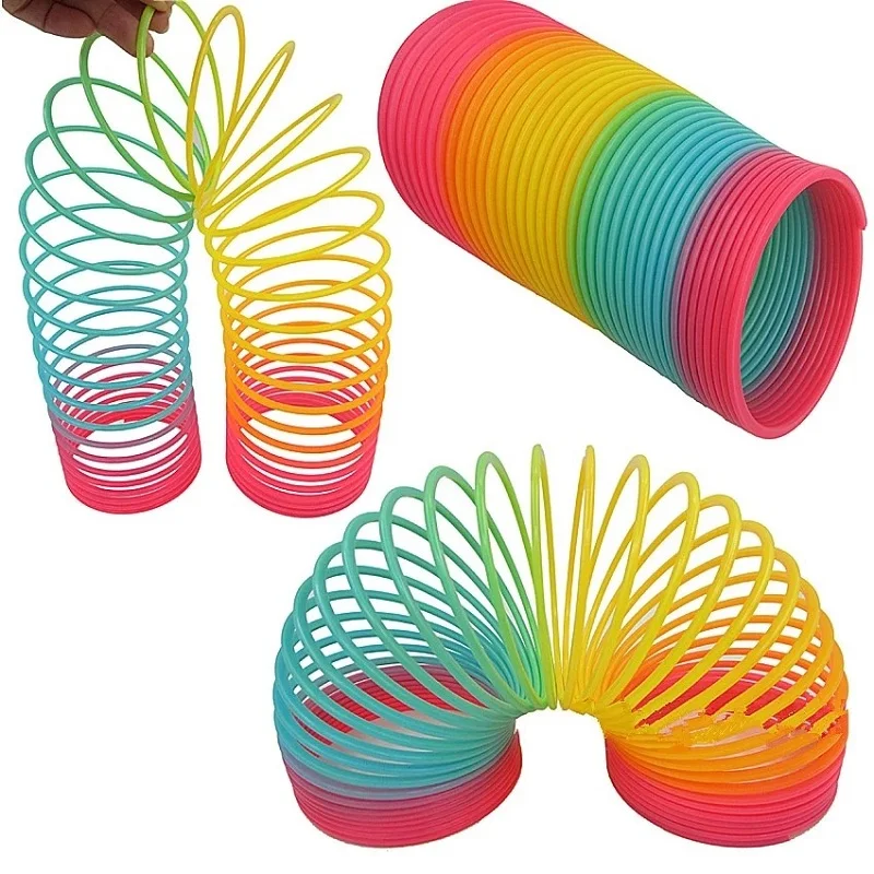 rainbow spring toys anti stress funny game anti stress folding plastic spring creative magic toys for children funny gifts Color Rainbow Circle Funny Magic Toys Early Development Educational Folding Plastic Spring Coil Children's Creative Magical Toys