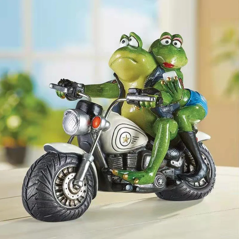 

Resin Cowboy Cool Frog Riding Motorcycle Figurine Home Decoration Accessories Nordic Modern Sculpture Desk Ornament