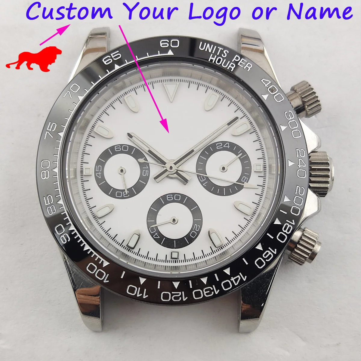 

panda dial vk63 case custom logo nh35 watch case japan quartz watch VK63 movement chronograph electronic Multifunctio b4
