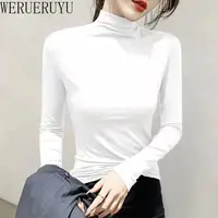 Black Turtleneck T-shirt Long Sleeve Tops Women Y2k Clothes Autumn Winter Korean Fashion Modal Elegant T-shirts for Women 2024 4