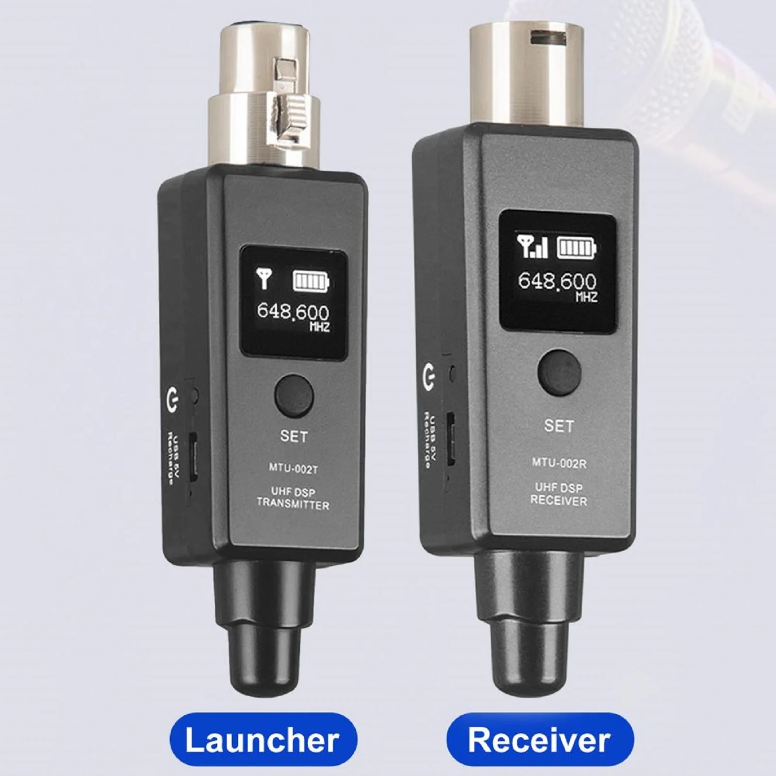 

1Pair Wireless Microphone System Rechargeable UHF DSP U3 Transmitter Receiver For Dynamic Mic Mic/Line Audio Transmission System