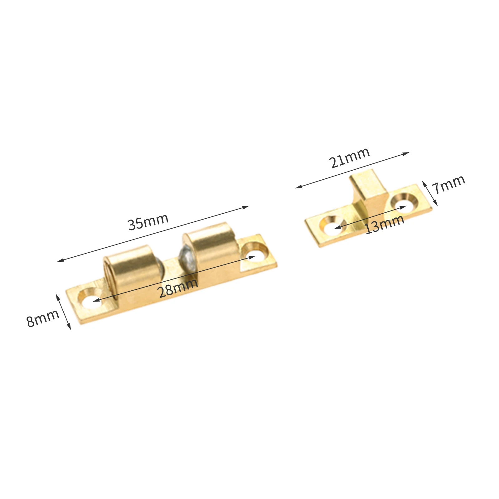 Solid Brass Door Catch Adjustable Spring 2-Balls 35mm/1.38inch Furniture Doorstop Gold Latch w/screw Cabinet Door Drawer Closer