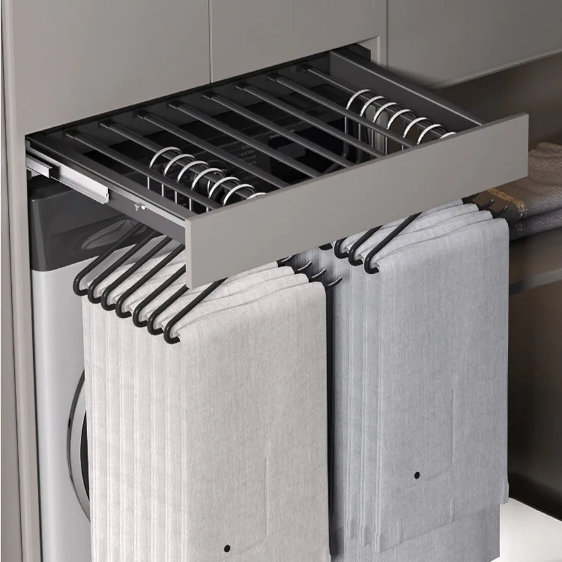 Washing machine invisible drying rack balcony hidden pull-up pants