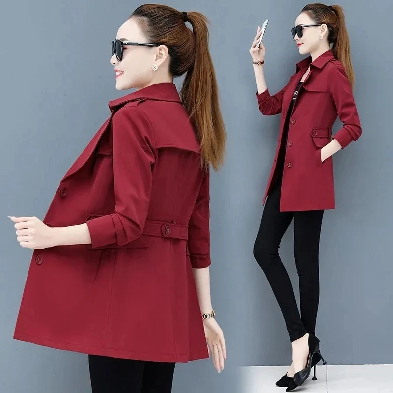 Women Jacket 2023 New Spring Autumn Long Coats Casual Windbreaker Overcoat Slim Khaki Black Basic Coat Female Outerwear