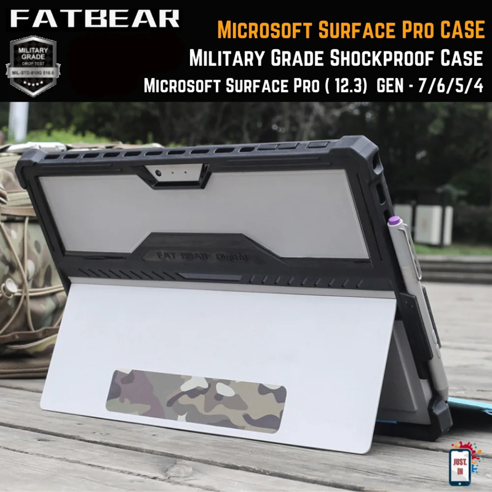 

FATBEAR-Rugged Shockproof Armor Case Cover for Microsoft Surface Pro 9, 8, 7, 6, 5, 4, Military Protection, Heat Dissipation