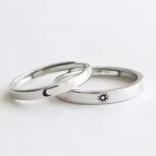 

Couple Ring Moon Sun Korean Style Jewelry Temperament Bright Luster Finger Ring for Valentines Day