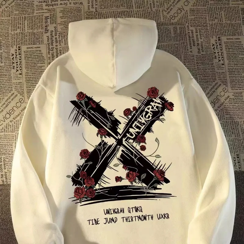 

Korean Retro Men's Casual Loose Hooded Sweatshirt Spring and Autumn Thin Long Sleeve Harajuku Style Hoodie sweatshirt k pop