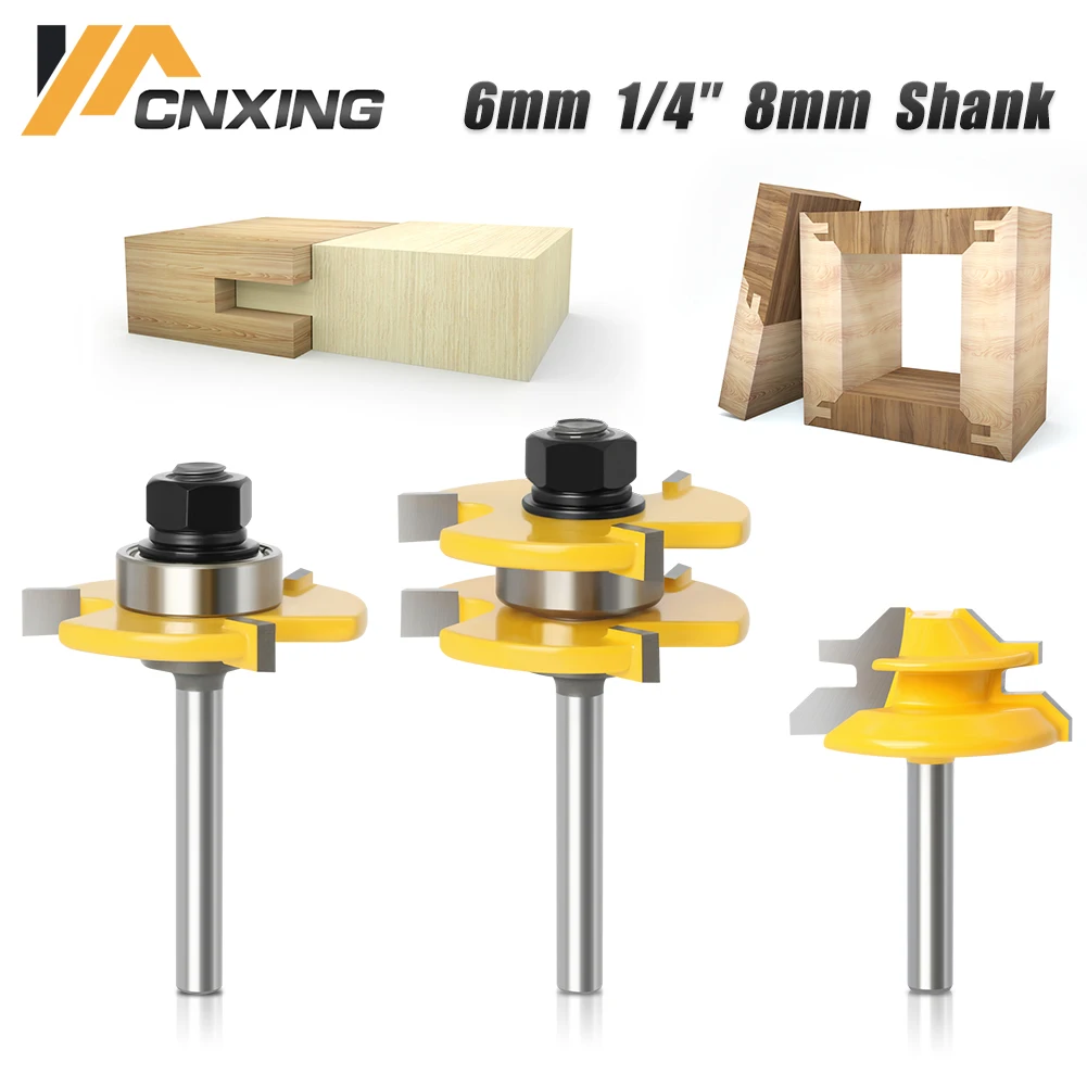 3Pcs 6Mm 1 4 8Mm Schacht Tong Groef Gezamenlijke Montage Router Bit 35-piece-carbide-router-bit-tools-set-w-case-1-2-inch-shanks