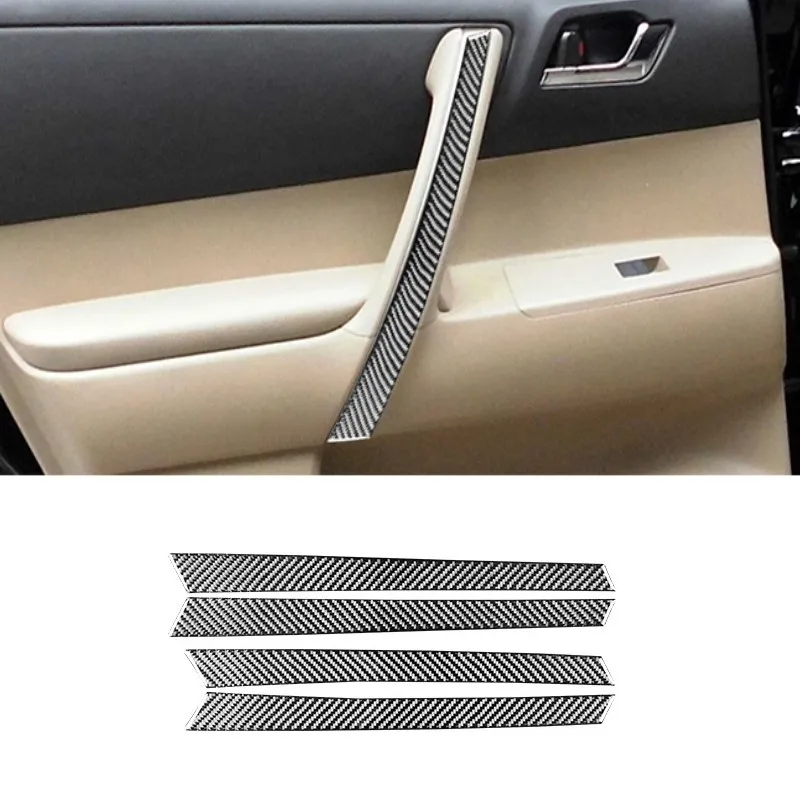 

Door Armrest Handles Panel Cover Trim Strips For Toyota Highlander 2008-2013 Carbon Fiber Sticker Interior Car Accessories Decal