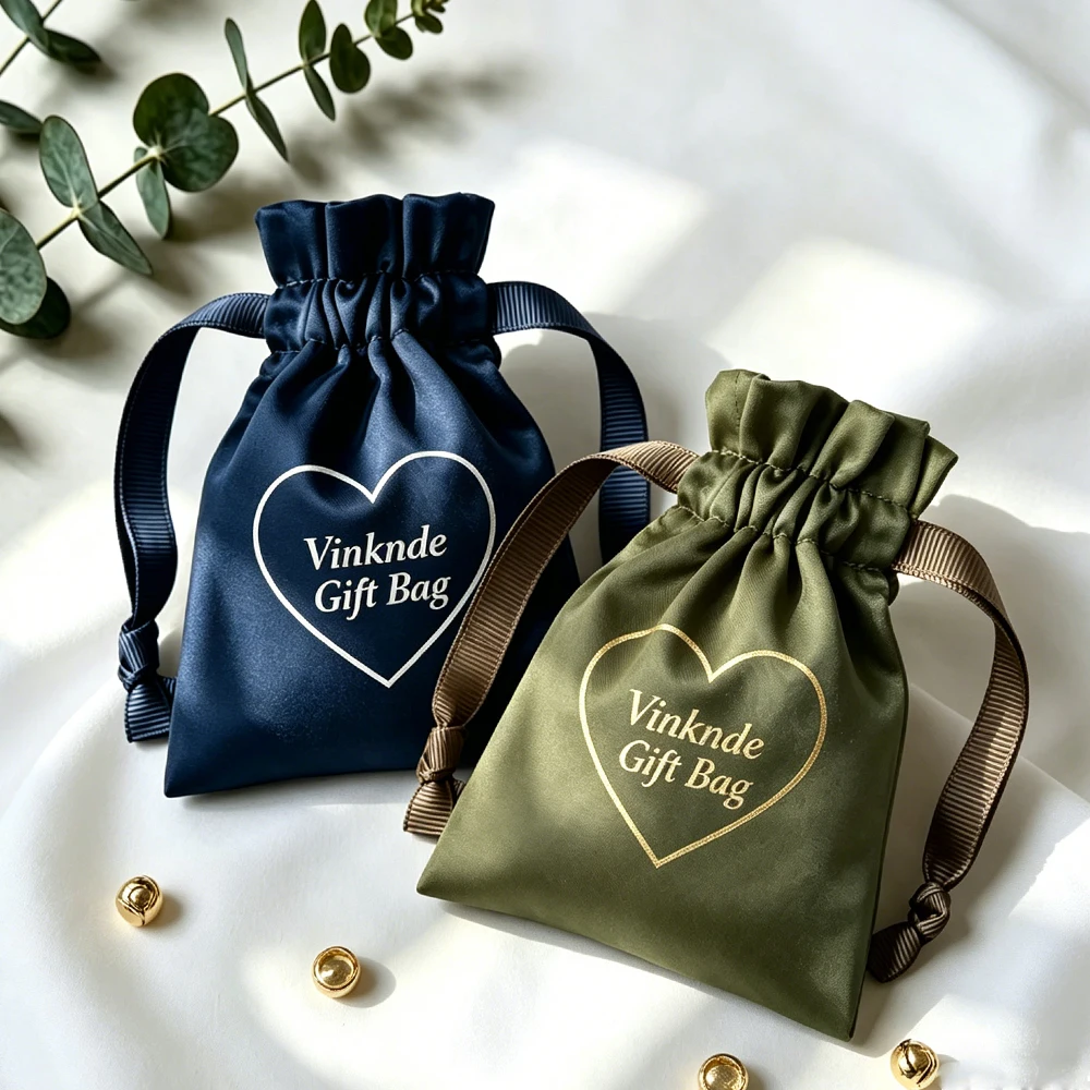 100Pcs 9x12cm 사용자 정의 가능한 로고 실크 선물 가방 화장품 메이크업 Keychina 쥬얼리 Drawstring 새틴 주머니 웨딩 캔디 보관 가방