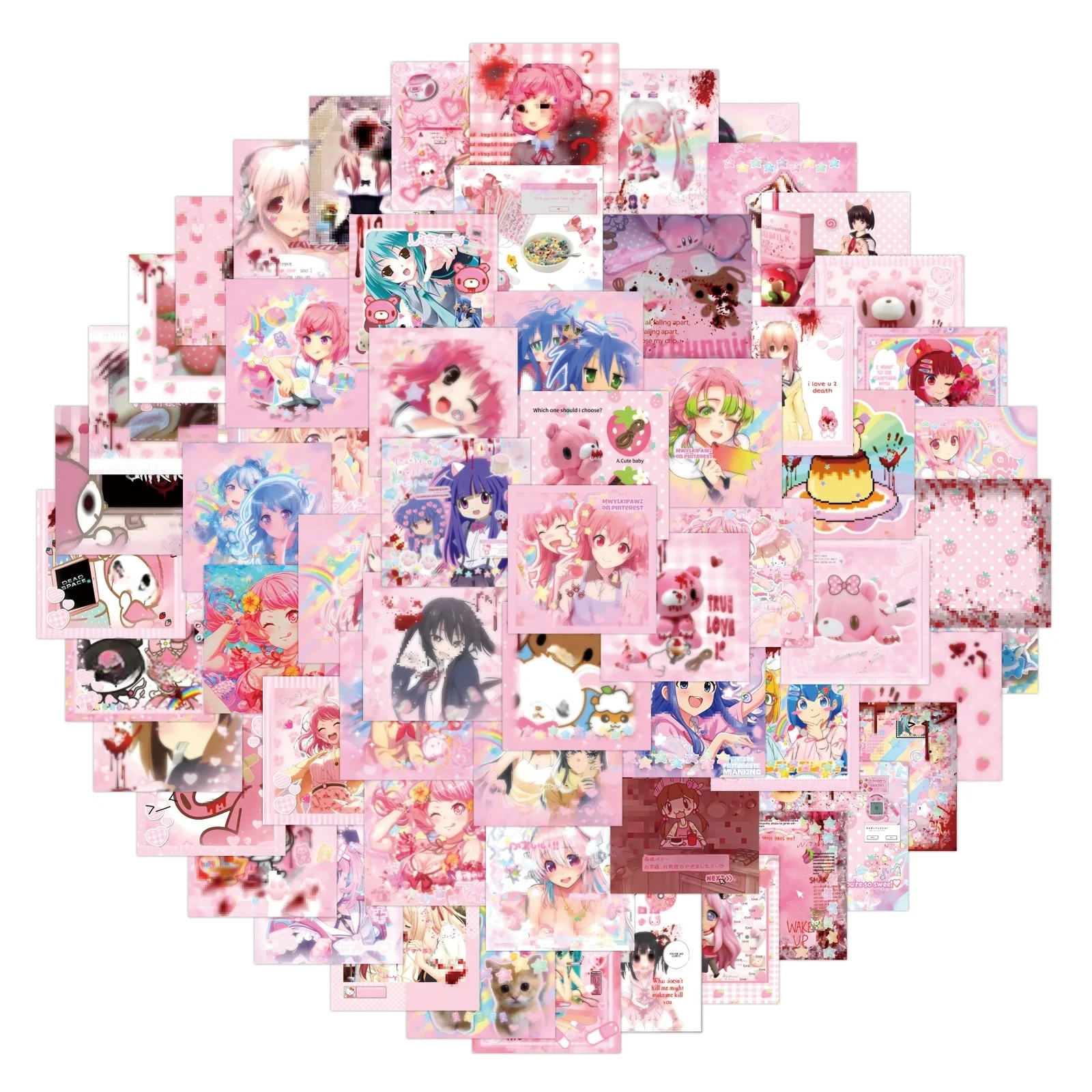 80Pcs 노트북 스크랩북 수하물 기타 헬멧에 대 한 귀여운 Cutecore 스티커 데칼 DIY 낙서 미적 스티커