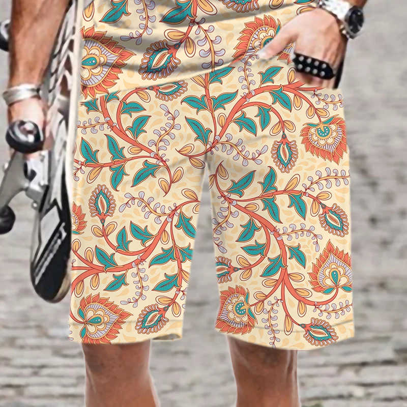 

Men's Shorts Funny Retro Lattice 3D Printed Comfortable Harajuku Quick Dry Elastic Waist Fashion Swimsuit Loose Cool Summer Man