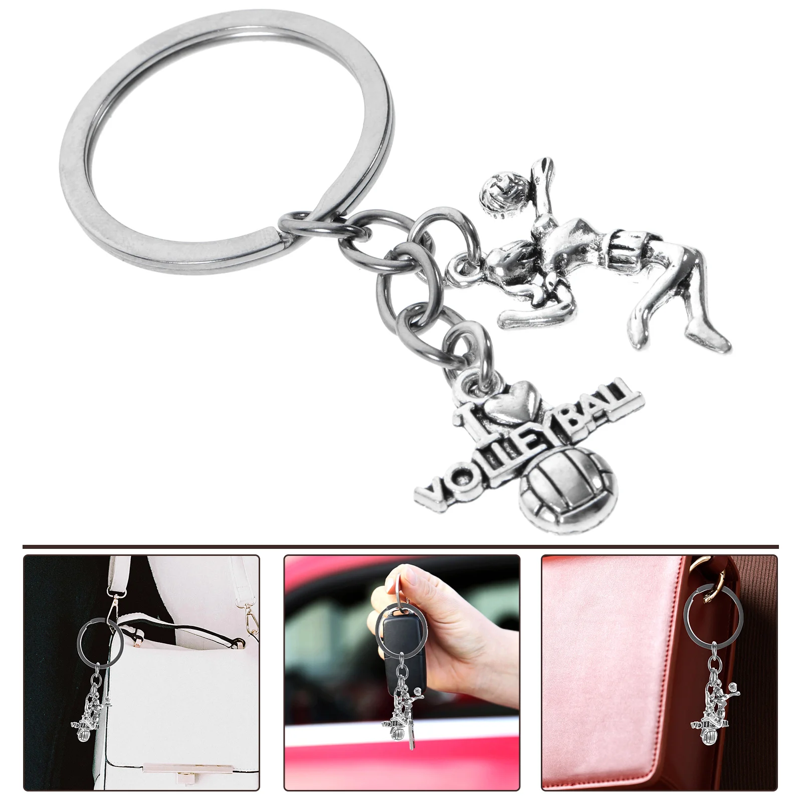 Volleyball Keychain Home Gift Ring Frienshipship Gifts Women Zinc Alloy Utility shiny zinc crystal studded lady shoe trinket box high social heels shoe trinket jewelry box crystal shoe ring holder
