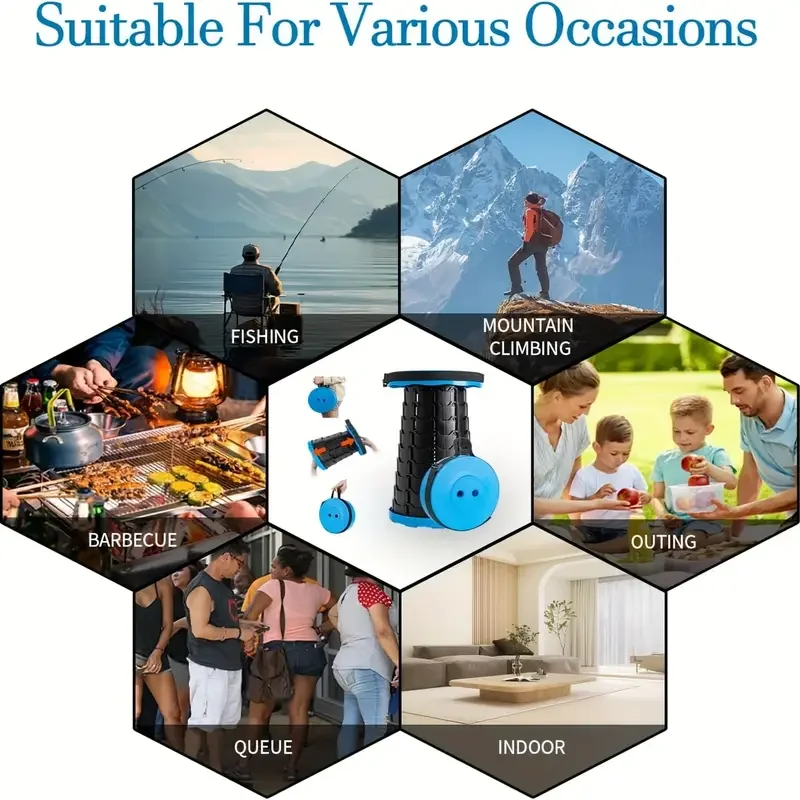 Folding Stool Portable Expandable Stool for Outdoor Activities Lightweight Folding Stool for Traveling Fishing Hiking Outdoor Camping