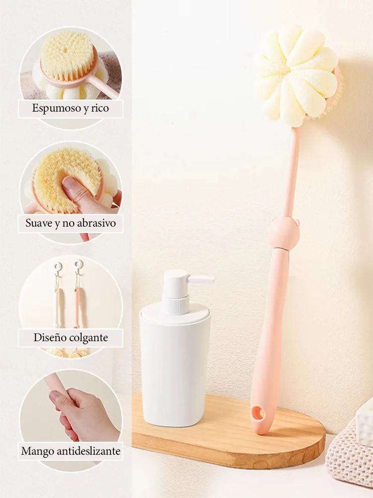 Two sided Shower Body Brush Silicone Long Handle Bathroom Wash Brush Bathing Massage Back Body Exfoliating Brush Bath Supplies 2