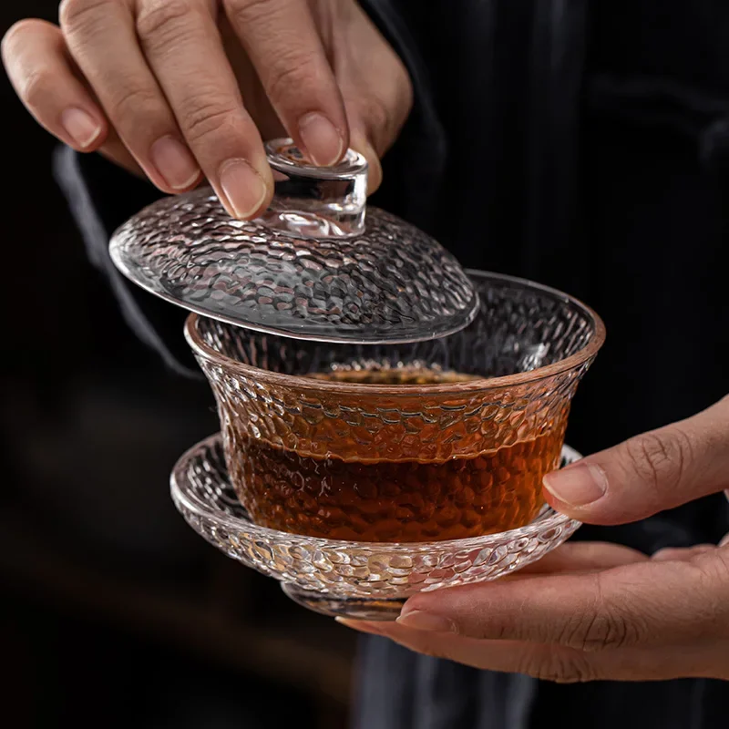 Heat-resistant glass gaiwan Rugged anti-skid tureen 125ml