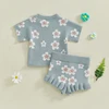 2024-11-29 Lioraitiin Spring Newborn Infant Toddler Baby Girl Clothes Set Short Sleeve Floral Print Knit Tops+Shorts 2Pcs Outfit 2