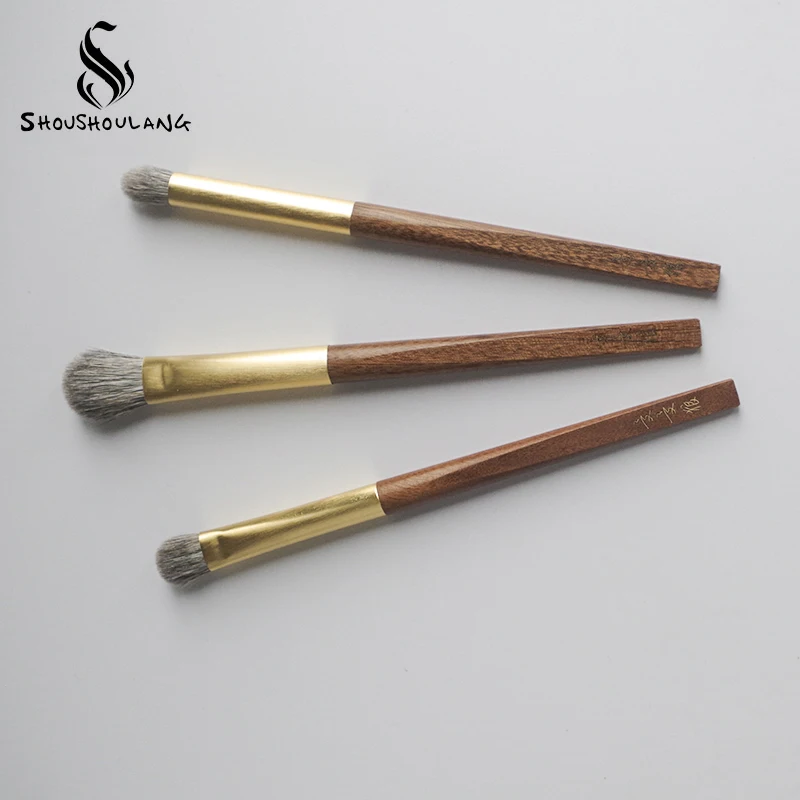 Shoushoulang Professional Handmade Make Up Brush Kit Blue Squirrel Goat Hair Eye Shadow Brush Rosewood Handle Makeup Brushes Set 5
