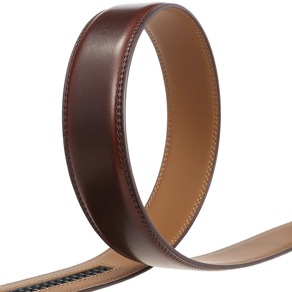 30mm 31mm Width Belt No Buckle For Men Black Coffee Men's Business Cow Leather Ratchet Belts Strap Without Buckles