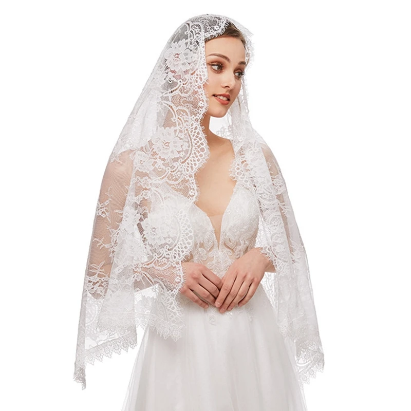 Lace Mantilla Catholic Veil Floral Pattern Soft Comfortable Head Coverings for Women Latin Mass Veils bridal veil catholic church veil
