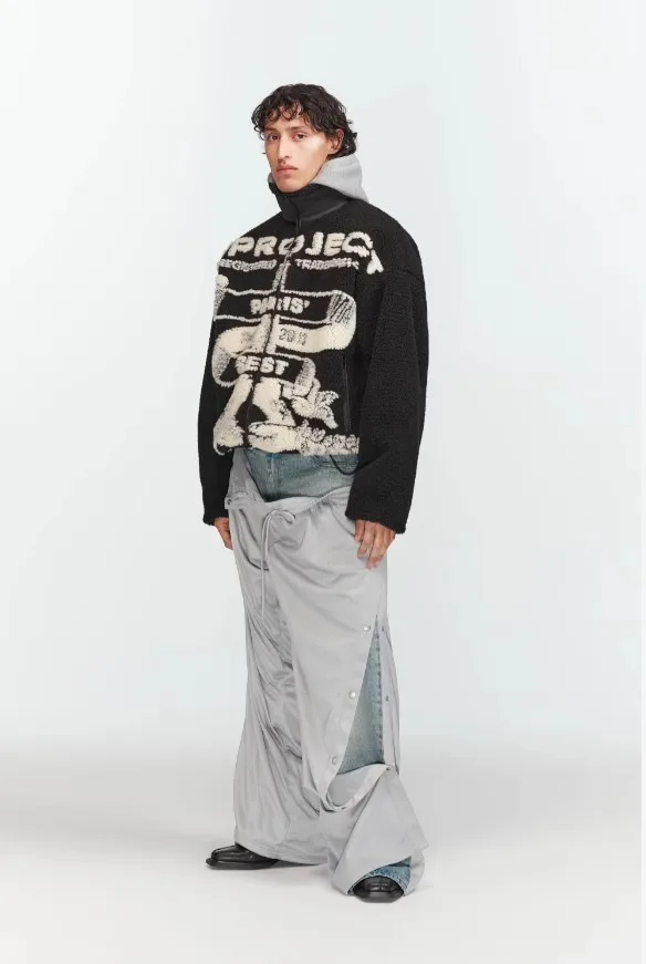 2024 Y project Autumn/Winter Fleece Lamb Wool Zipper Cotton Coat High Collar Plush Jacket WY1085 4