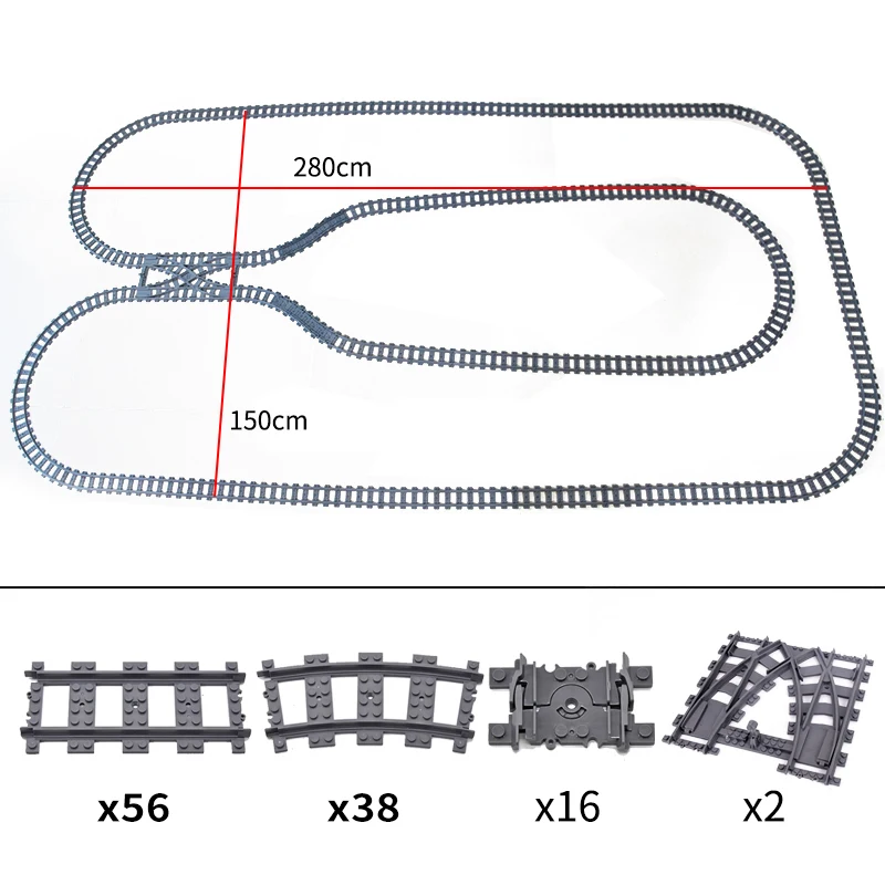 City Train Tracks Building Set - Flexible, Straight, Curved, and Switch Rails