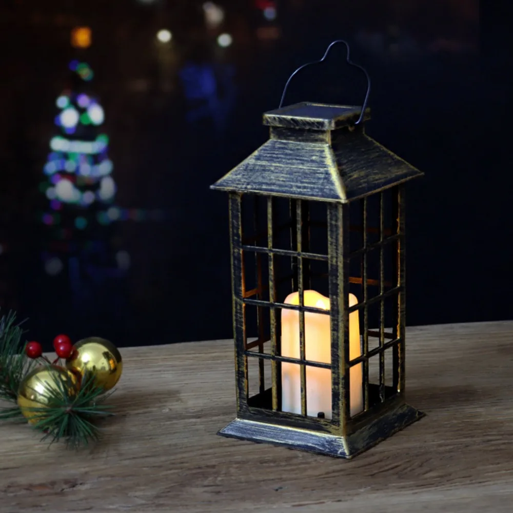 Christmas Vintage Lamps and Lanterns Garden Hanging Led Candle Lantern Holder Outdoor Decorative Light Solar Powered