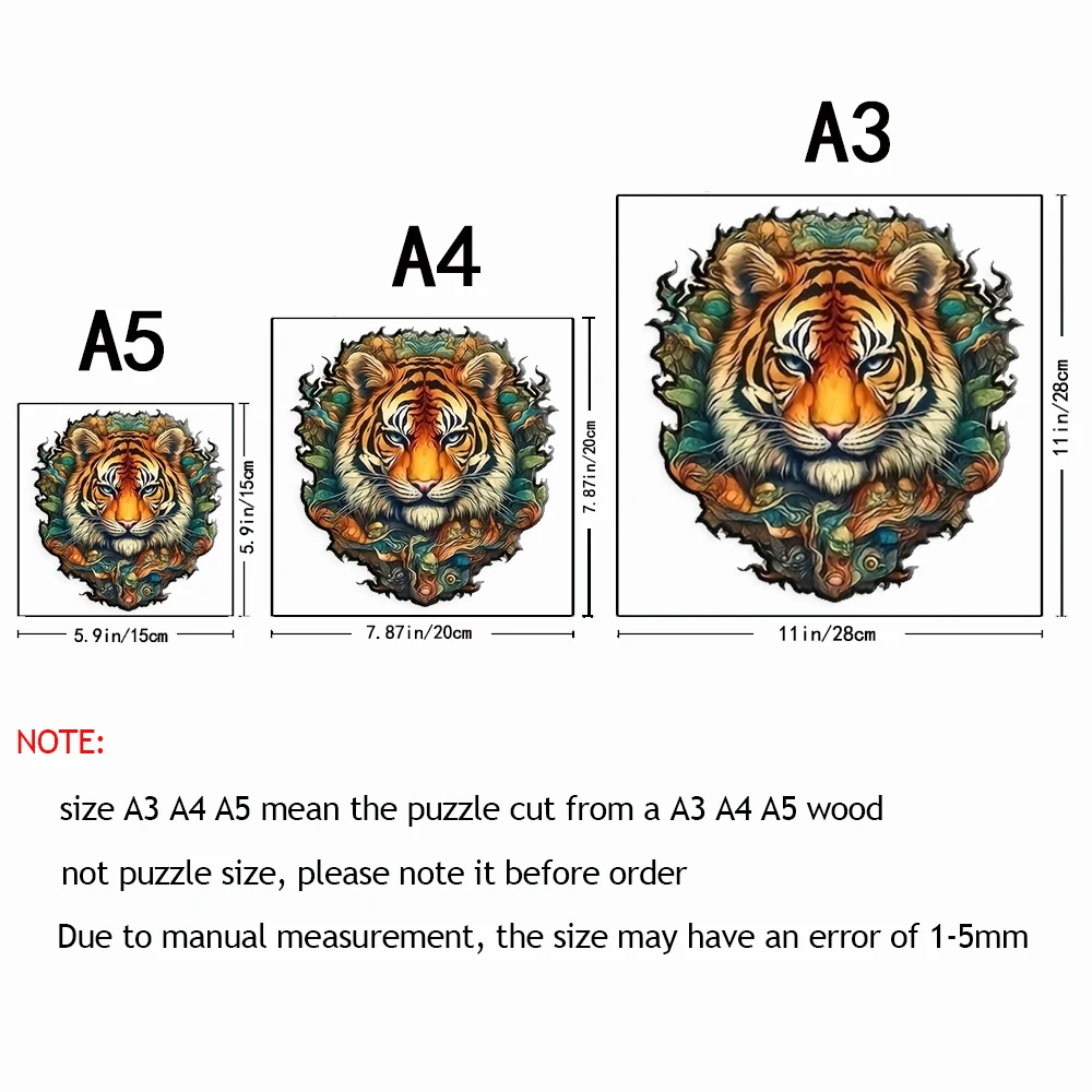 Brave Tiger Wooden Puzzle, Alien Puzzle Toy, Irregular Animal Shaped Wooden Puzzle, Art Deco Painting 6