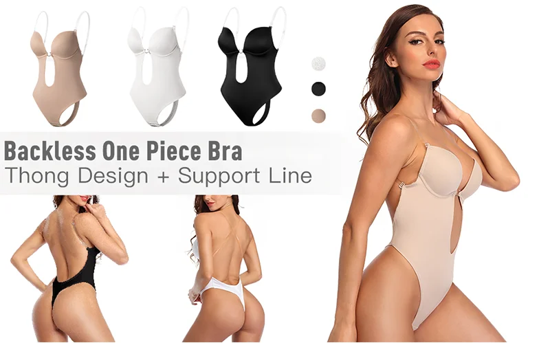 Thong Bodysuits Lingeries For Women Sexy Backless Deep V Neck Shaper COMFREE Party Invisible U Plunge Corset With Bras Shapewear