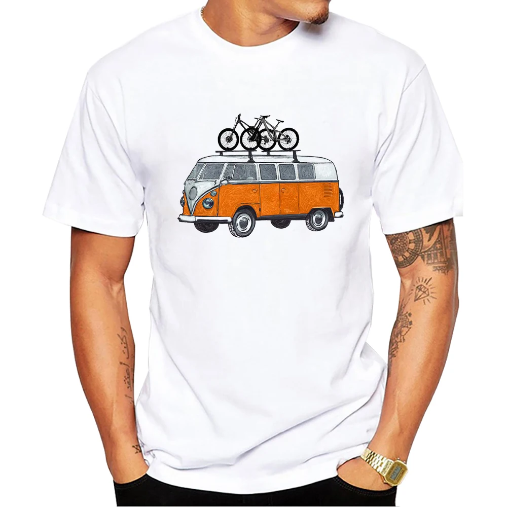 2023 heiße Verkäufe neue Mode Bus und Fahrrad Design Männer T-Shirt Kurzarm Geek Tops Punk Road und Trip gedruckt Hipster T-Shirt – Detail 2