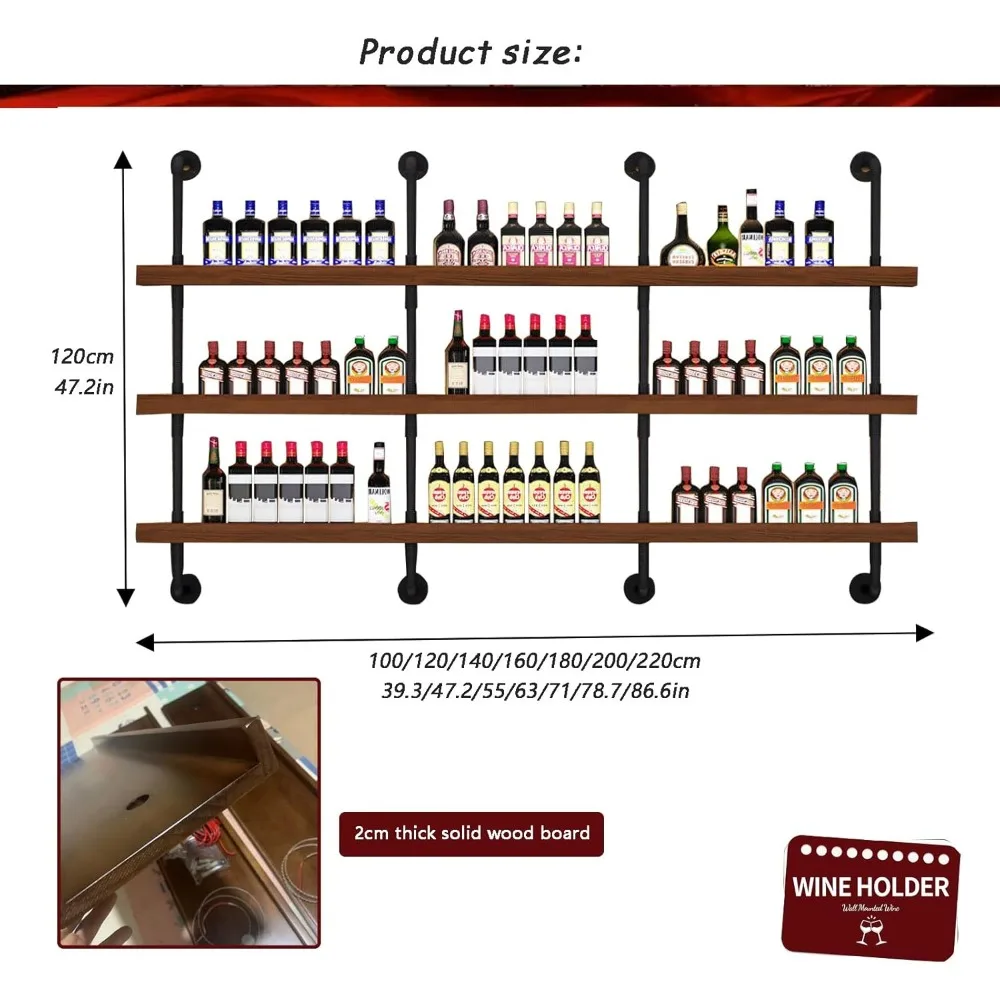 LED Wall-Mounted Wood Wine Rack 2
