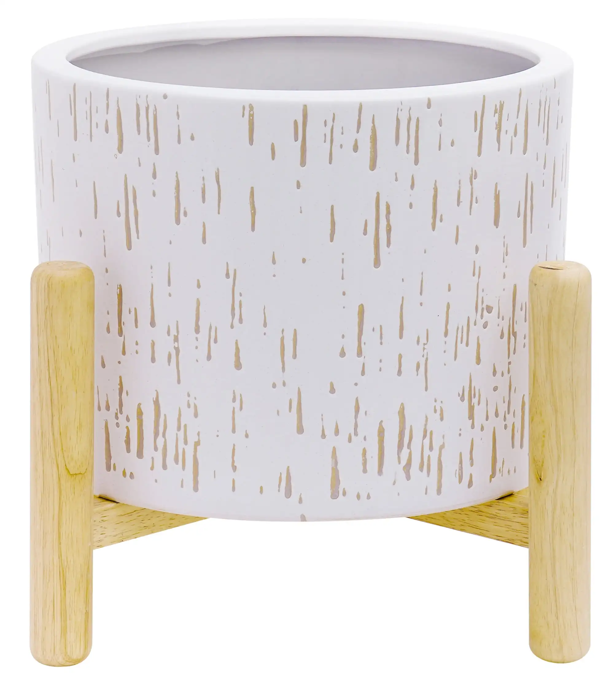 

Better Homes & Gardens Ceramic Round Ceramic and Wood Planter & Stand Set
