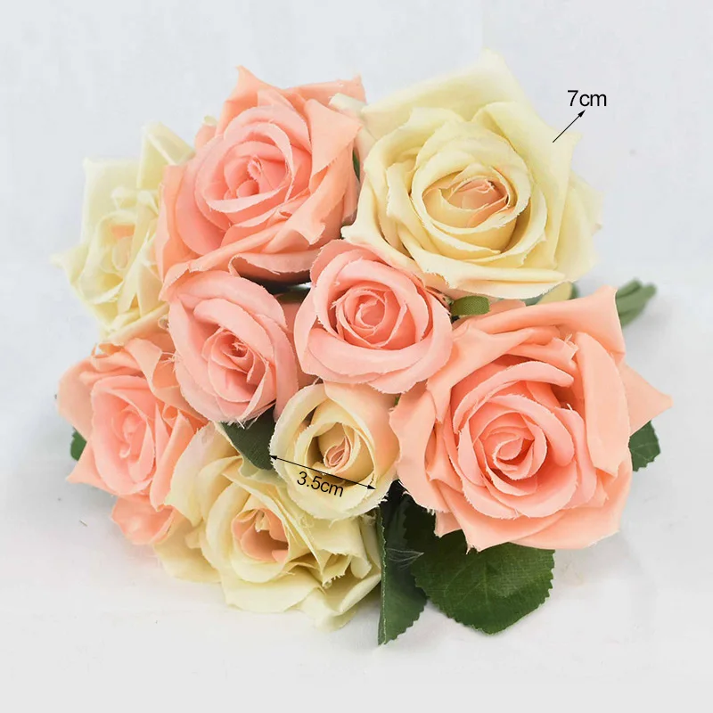 3.5 cm Diameter Solid Color Satin Ribbon Rose Flowers
