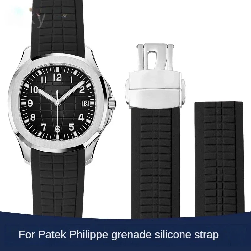 Per Patek Philip Comodo Silicone 21Mm Sostituire Cinturino Orologio Uomo Granata 5164/5167 Bianco Rosso Nero Sport Cinturini In Gomma